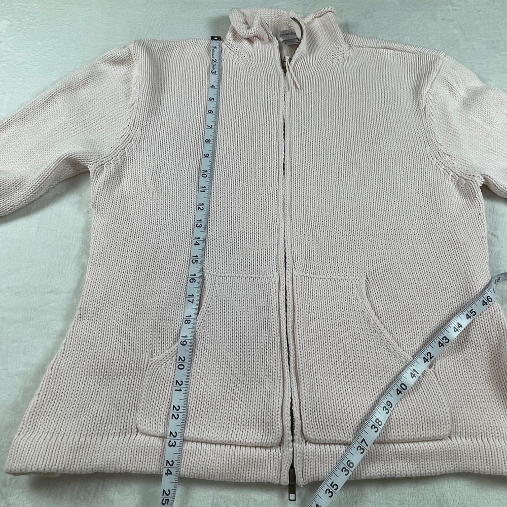 Chicos Pink Full Zip Cardigan Sweater Mock Neck Ramie Cotton Ribbed Size 3 L XL - Picture 5 of 7